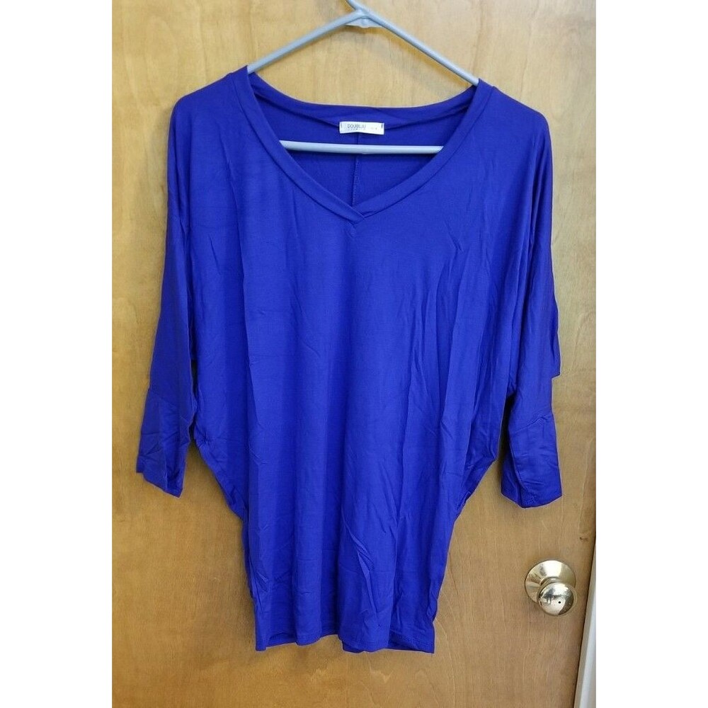 misses m cobalt blue doublju j thomson v neck top M Medium